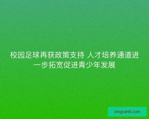 校园足球再获政策支持 人才培养通道进一步拓宽促进青少年发展