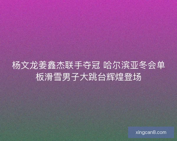 杨文龙姜鑫杰联手夺冠 哈尔滨亚冬会单板滑雪男子大跳台辉煌登场