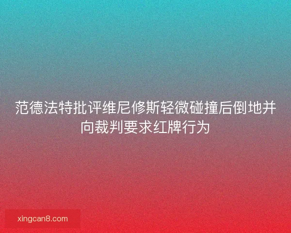 范德法特批评维尼修斯轻微碰撞后倒地并向裁判要求红牌行为